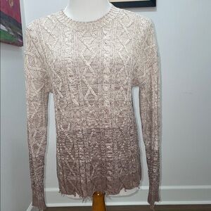 Chunky Cable Knit Ombré Sweater in Truffle sz XS